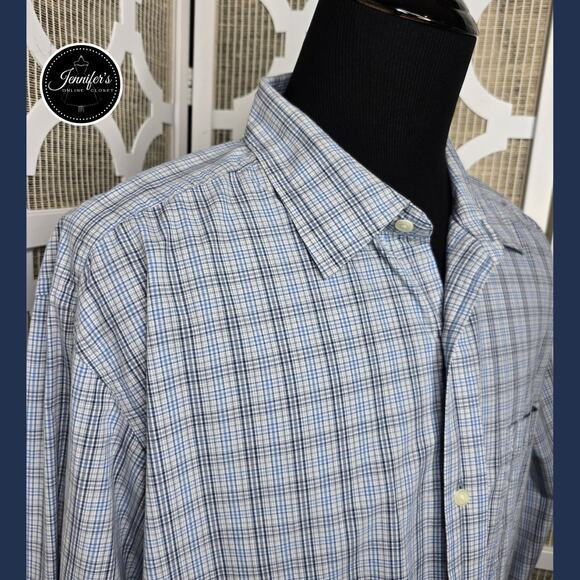 Eddie Bauer Men's Classic Fit Blue & Gray Plaid Long Sleeve Shirt Size XXL - Picture 3 of 11